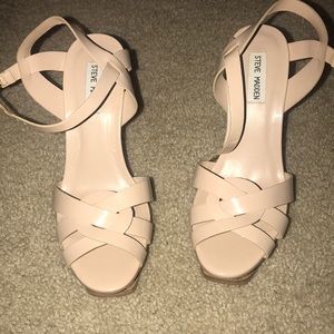 Nude ankle strap heels!